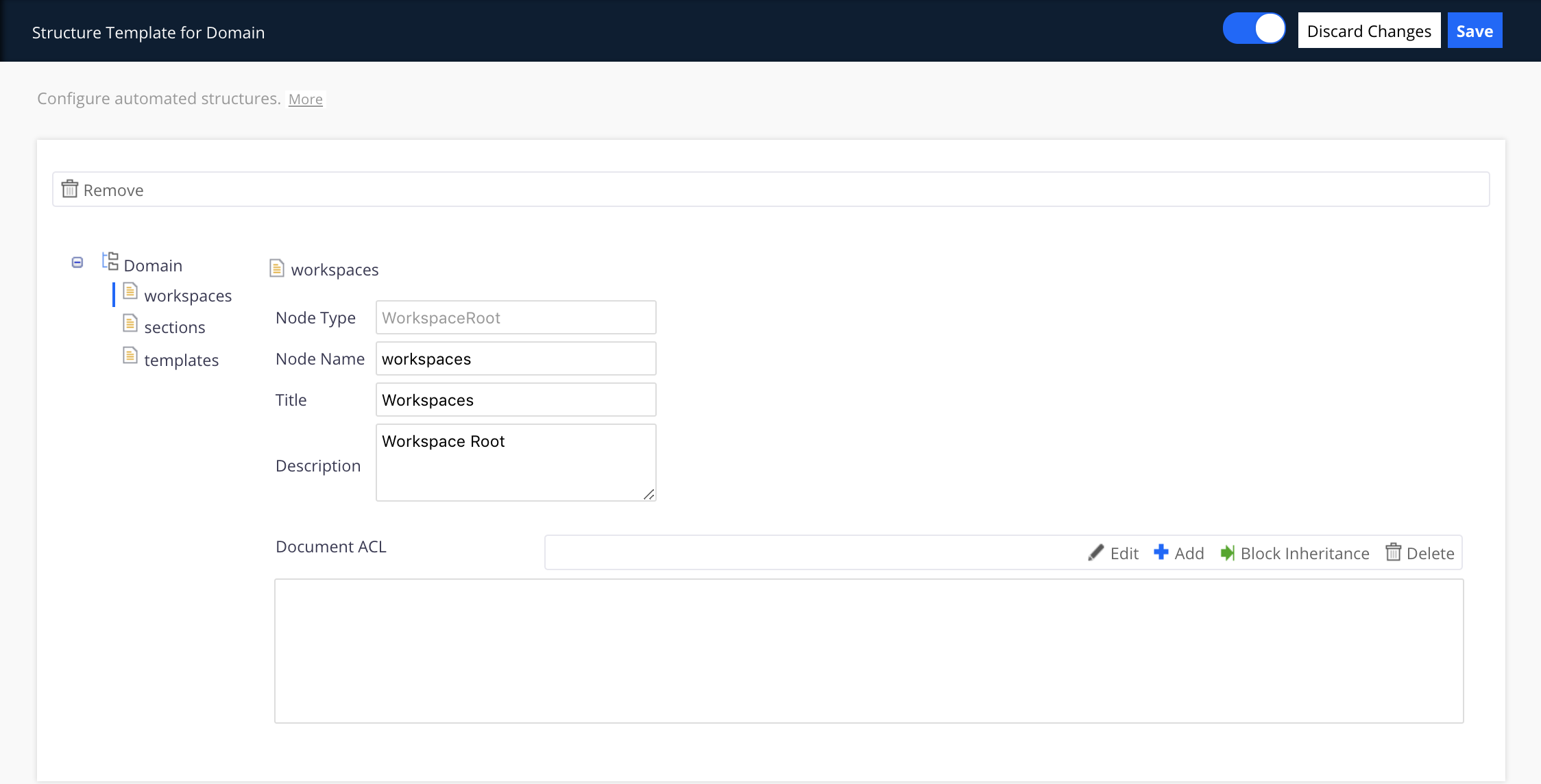 Structure Template Workspace